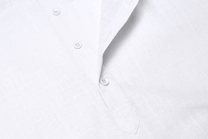 2024 Men's Cotton Linen Henley Shirt Long Sleeve Hippie Casual Beach T Shirts